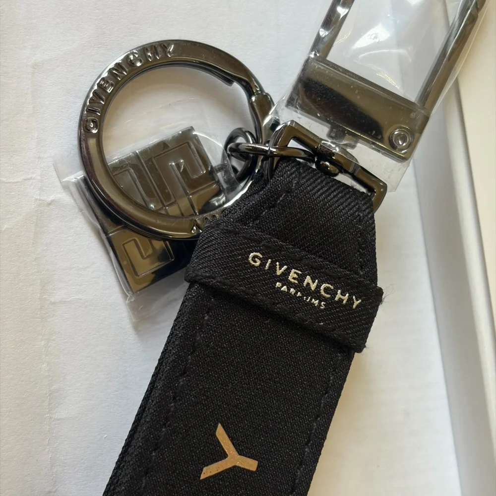 Givenchy Black Keychain Bag Charm with Silver Accents NWB